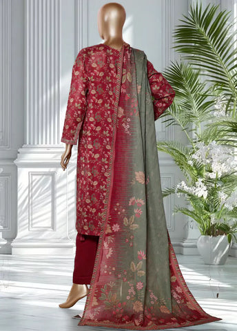 3 Piece Printed Red Color Lawn Shirt with Trouser & Dupatta