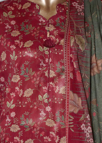 3 Piece Printed Red Color Lawn Shirt with Trouser & Dupatta