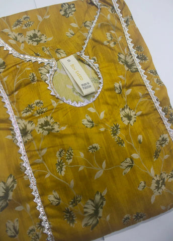 2 Piece Printed Stitched Mustard Color Lawn Shirt and Farshi Shalwar