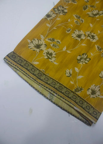 2 Piece Printed Stitched Mustard Color Lawn Shirt and Farshi Shalwar