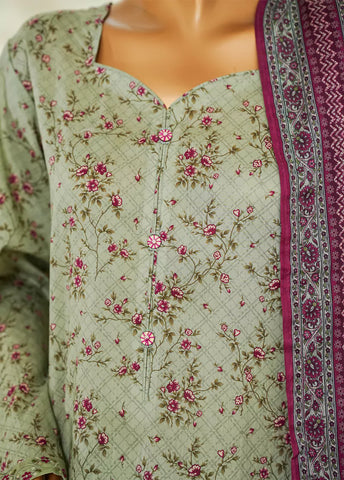 3 Piece Printed Mint Green Color Lawn Shirt with Trouser & Dupatta