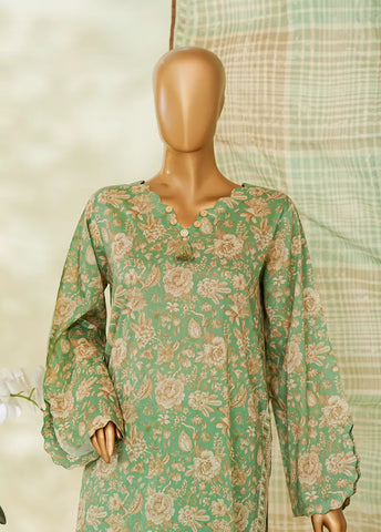 3 Piece Printed Seafoam Green Color Lawn Shirt with Trouser & Dupatta