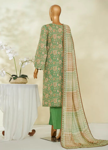 3 Piece Printed Seafoam Green Color Lawn Shirt with Trouser & Dupatta