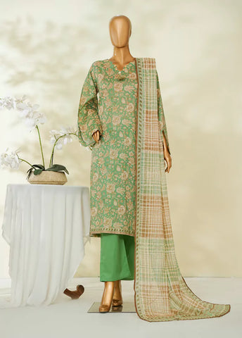 3 Piece Printed Seafoam Green Color Lawn Shirt with Trouser & Dupatta