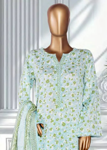 3 Piece Printed Pastel Blue Color Lawn Shirt with Trouser & Dupatta