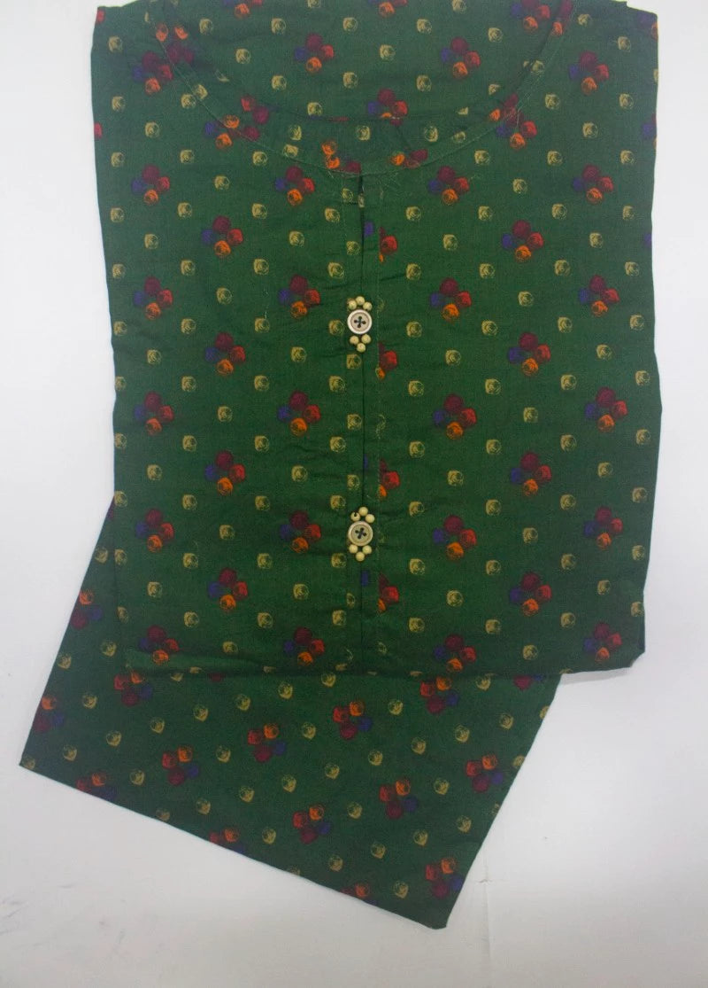 2 Piece Printed Stitched Bottle Green Color Lawn Shirt and Trouser