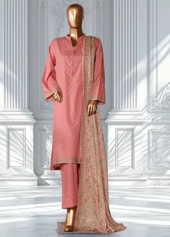 3 Piece Printed Punch Pink Color Lawn Shirt with Trouser & Dupatta
