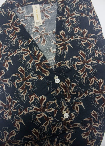 2 Piece Printed Stitched Navy Blue Color Lawn Shirt and Farshi Shalwar