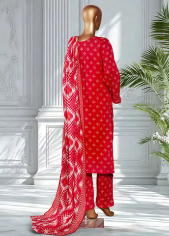 3 Piece Printed Scarlet Red Color Lawn Shirt with Trouser & Dupatta