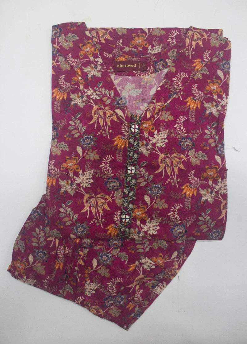 2 Piece Printed Stitched MultiColor Lawn Shirt and Farshi Shalwar