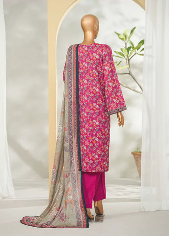 3 Piece Printed Shocking Pink Color Lawn Shirt with Trouser & Dupatta