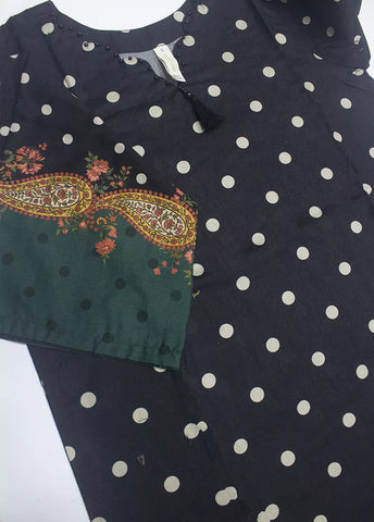 3 Piece Printed Black Color Lawn Shirt with Trouser & Dupatta