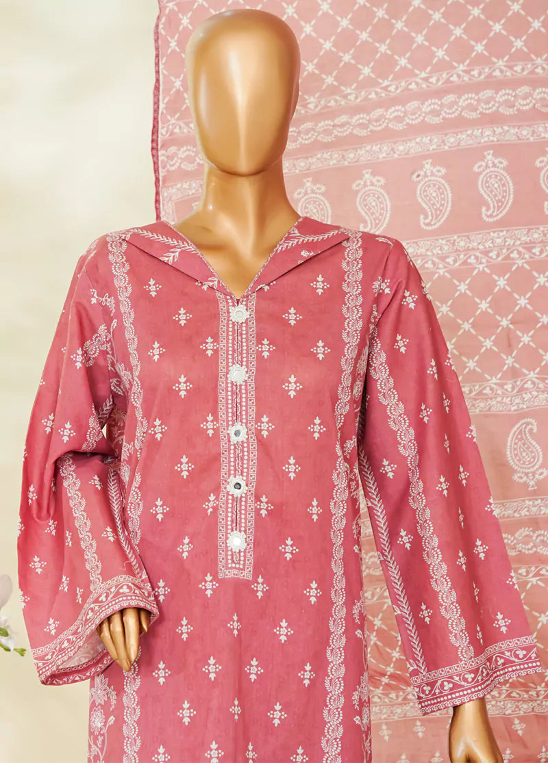 3 Piece Printed Punch Pink Color Lawn Shirt with Trouser & Dupatta