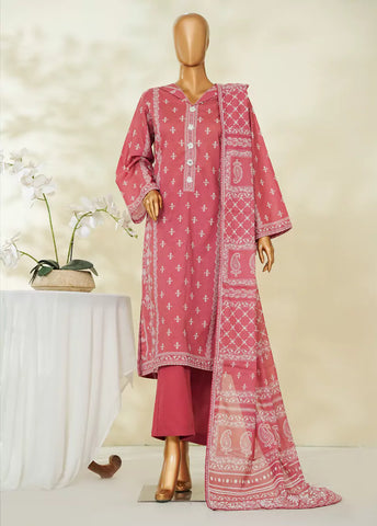 3 Piece Printed Punch Pink Color Lawn Shirt with Trouser & Dupatta