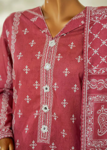 3 Piece Printed Punch Pink Color Lawn Shirt with Trouser & Dupatta