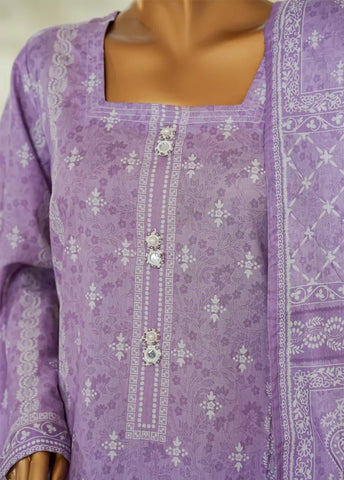 3 Piece Printed Lilac Color Lawn Shirt with Trouser & Dupatta