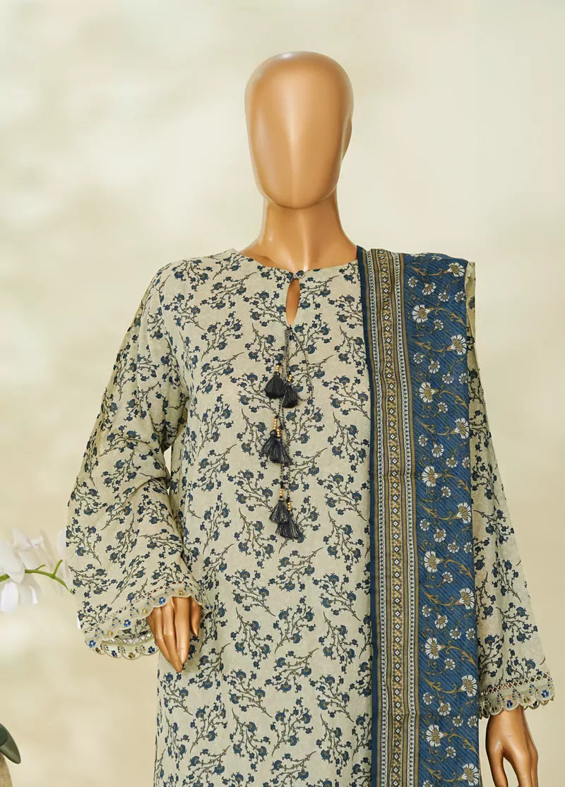3 Piece Printed MultiColor Lawn Shirt with Trouser & Dupatta