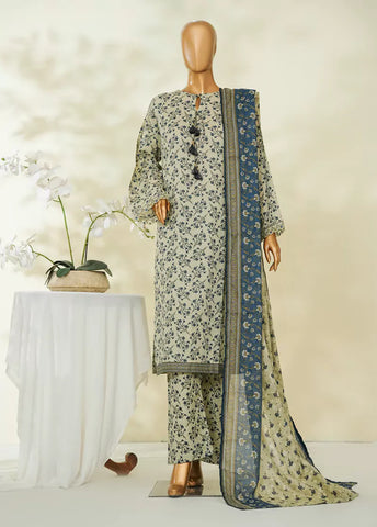 3 Piece Printed MultiColor Lawn Shirt with Trouser & Dupatta