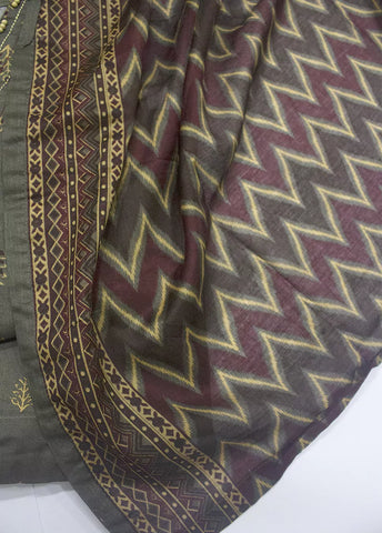 3 Piece Printed Grey Color Lawn Shirt with Trouser & Dupatta