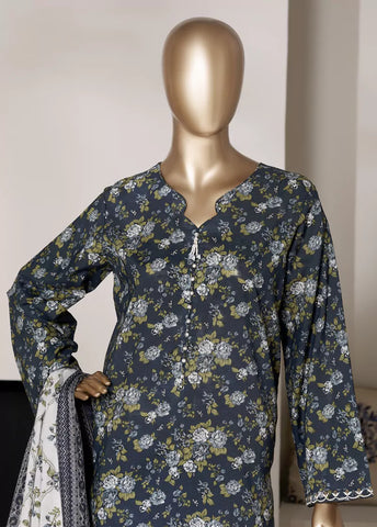 3 Piece Printed Teal Color Lawn Shirt with Trouser & Dupatta