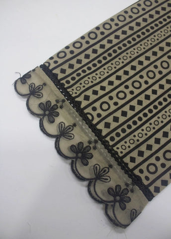 3 Piece Printed Stitched Beige & Black Color Lawn Shirt with Trouser & Dupatta