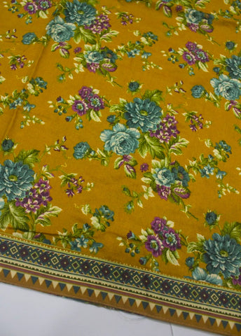 2 Piece Printed Stitched Mustard Color Lawn Shirt and Farshi Trouser