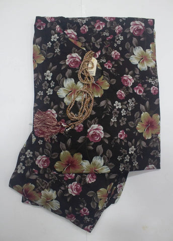 2 Piece Printed Stitched Black Color Lawn Shirt and Farshi Shalwar