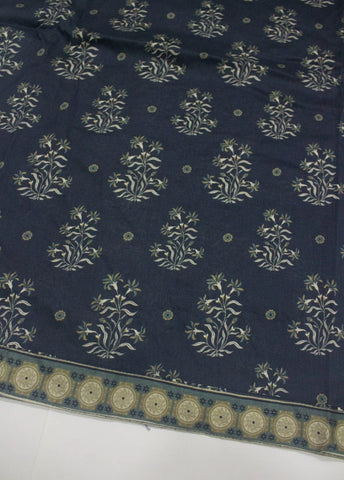 2 Piece Printed Stitched Navy Blue Color Lawn Shirt and Farshi Trouser