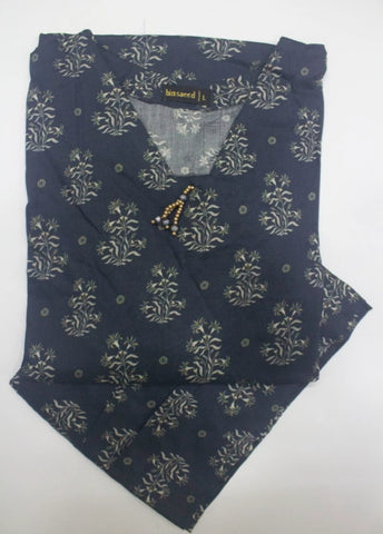 2 Piece Printed Stitched Navy Blue Color Lawn Shirt and Farshi Trouser