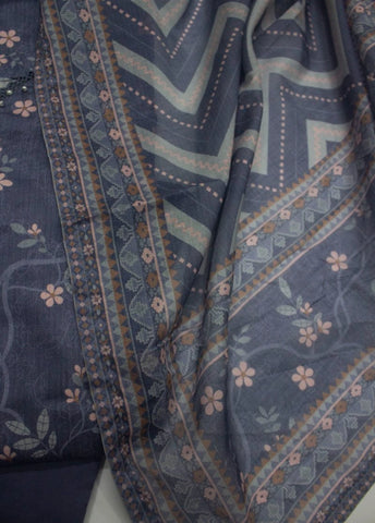 3 Piece Printed Stitched Navy Blue Color Lawn Shirt with Trouser & Dupatta