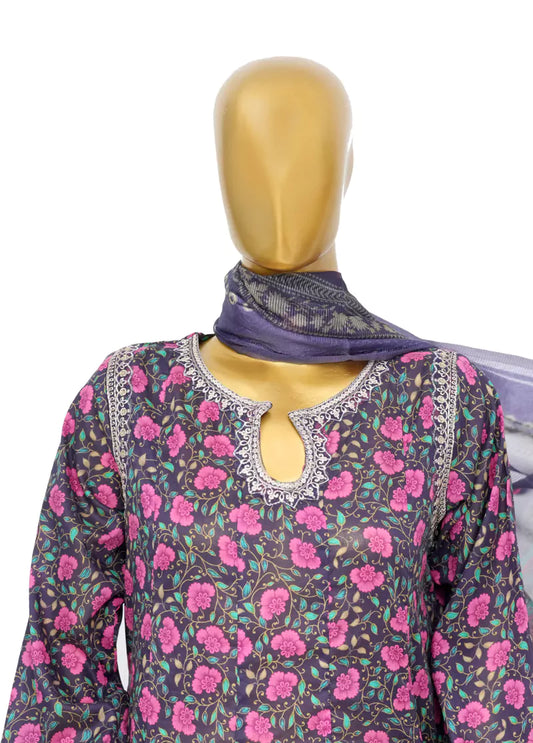 3 Piece Embroidred Stitched MultiColor Lawn Peplum with Balloon Shalwar & Dupatta