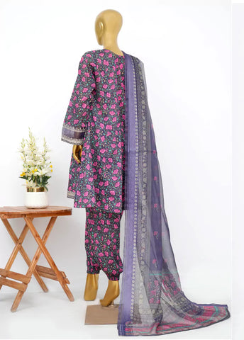 3 Piece Embroidred Stitched MultiColor Lawn Peplum with Balloon Shalwar & Dupatta
