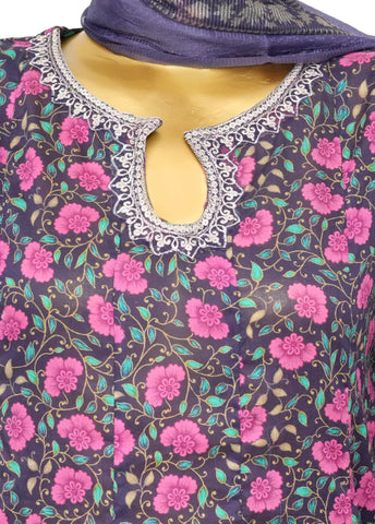 3 Piece Embroidred Stitched MultiColor Lawn Peplum with Balloon Shalwar & Dupatta