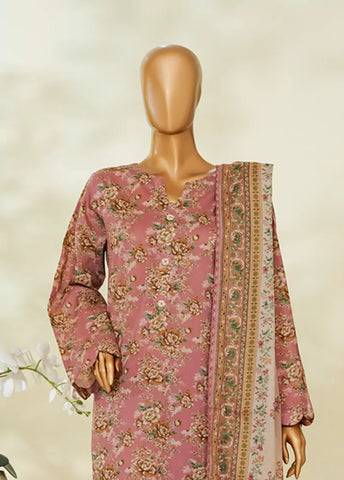 3 Piece Printed Candy Pink Color Lawn Shirt with Trouser & Dupatta