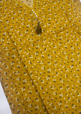3 Piece Printed Yellow Color Lawn Shirt with Trouser & Dupatta