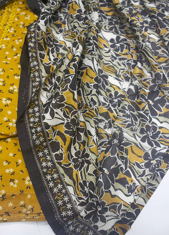 3 Piece Printed Yellow Color Lawn Shirt with Trouser & Dupatta