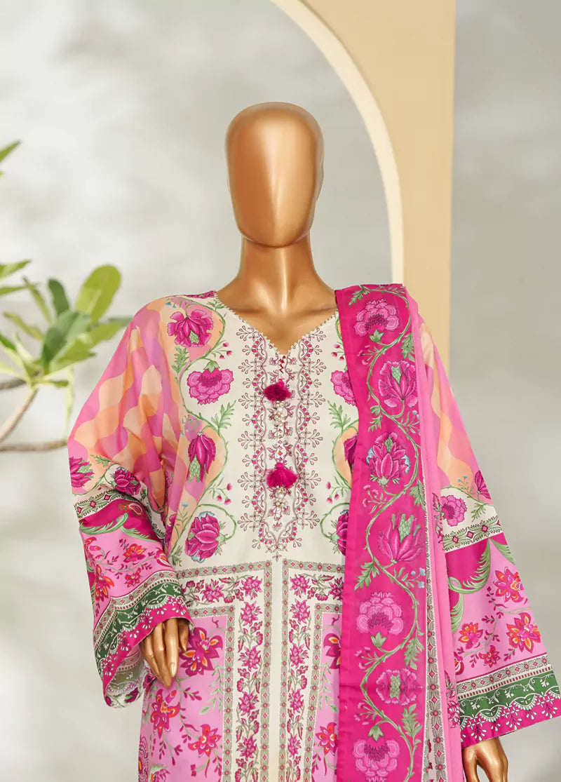 3 Piece Printed MultiColor Lawn Shirt with Trouser & Dupatta