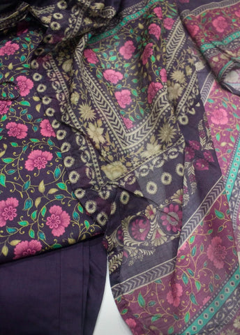 3 Piece Printed Stitched MultiColor Lawn Shirt with Trouser & Dupatta