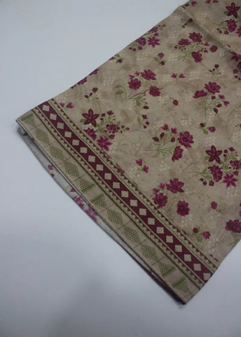 2 Piece Printed Stitched Beige Color Lawn Shirt and Farshi Shalwar