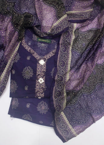 3 Piece Printed Stitched Purple Color Lawn Shirt with Trouser & Dupatta