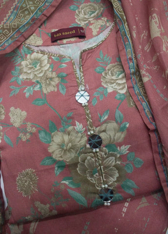 3 Piece Printed Stitched Candy pink Color Lawn Shirt with Trouser & Dupatta