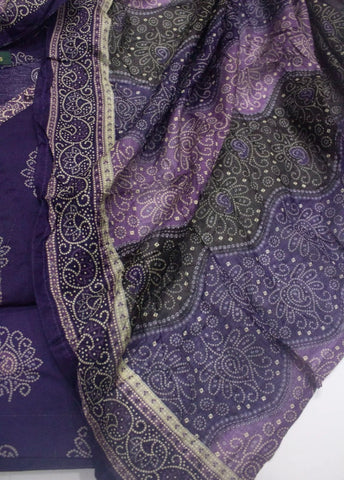 3 Piece Printed Stitched Purple Color Lawn Shirt with Trouser & Dupatta