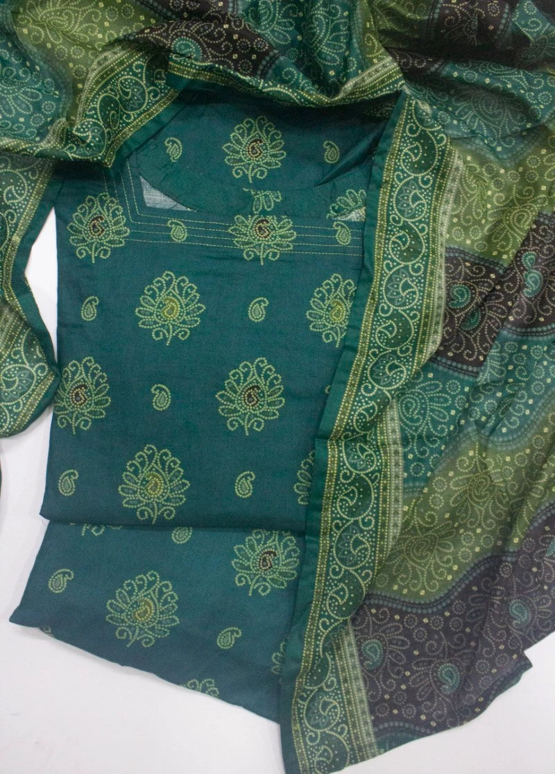 3 Piece Printed Stitched Teal Color Lawn Shirt with Trouser & Dupatta