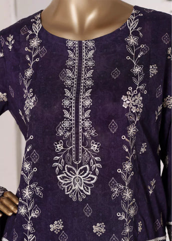 3 Piece Purple Color Embroidered Lawn Shirt with Trouser & Dupatta