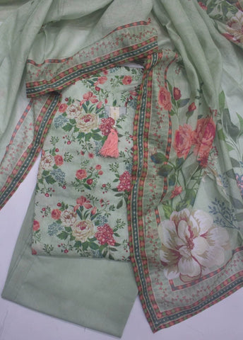 3 Piece Printed Stitched Mint Green Color Lawn Shirt with Trouser & Dupatta