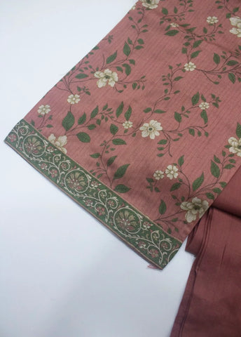3 Piece Printed Stitched Peach Pink Color Lawn Shirt with Trouser & Dupatta