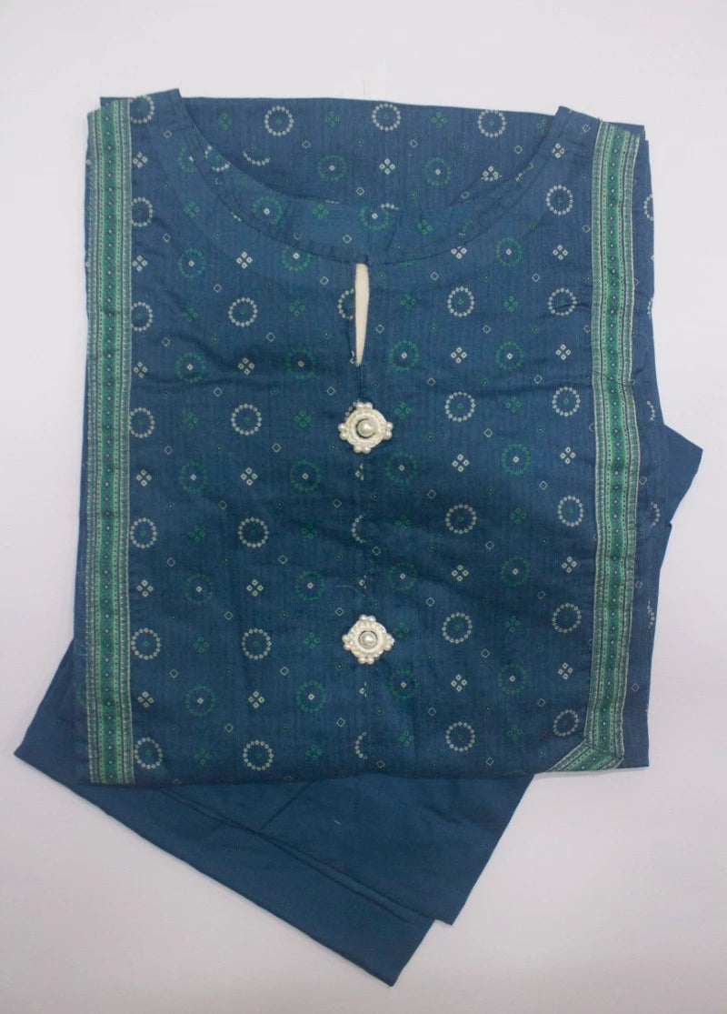 2 Piece Printed Stitched Blue Color Lawn Shirt and Farshi Trouser