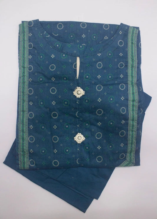 2 Piece Printed Stitched Blue Color Lawn Shirt and Farshi Trouser