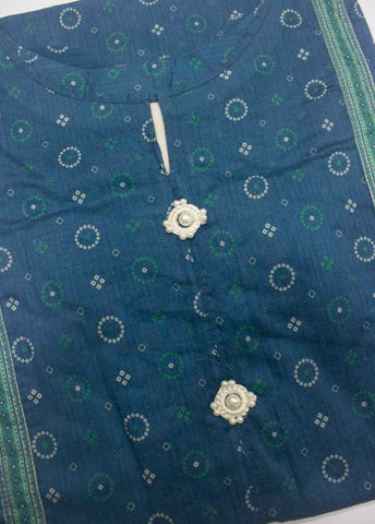 2 Piece Printed Stitched Blue Color Lawn Shirt and Farshi Trouser