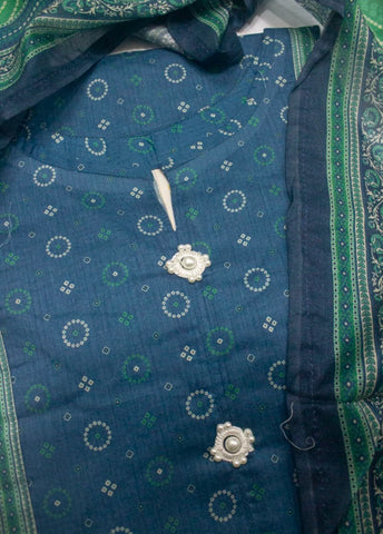 3 Piece Printed Stitched Blue Color Lawn Shirt with Trouser & Dupatta